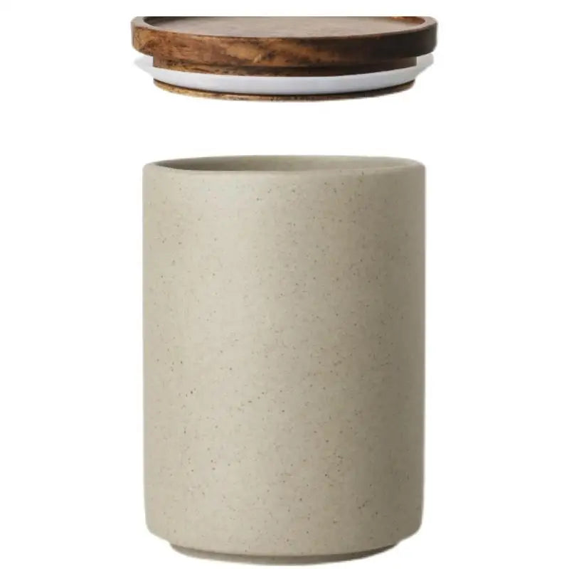Ceramic Airtight Jar Tea Storage Tank Home Food Storage Containers Wooden Lid Seasoning Jar Kitchen Canister Sets Sugar Bowl
