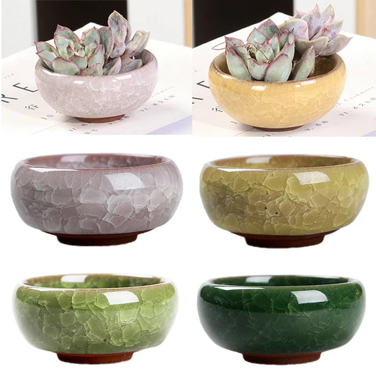 3x6cm Glazed Mini Ceramic Flowerpot for Garden Yard Living Room Indoor Balcony Succulent Flower Planting Pot Desktop Decoration