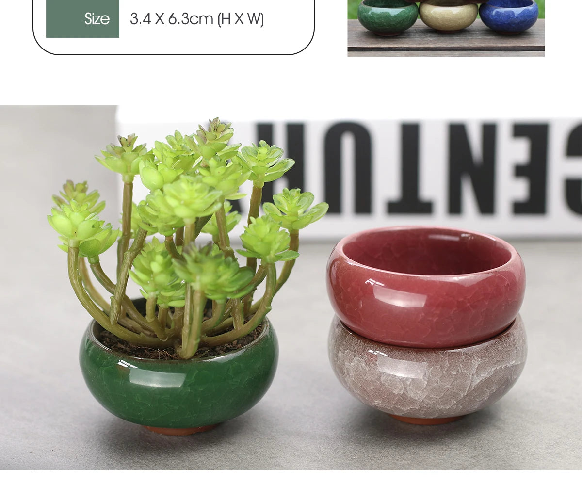 3x6cm Glazed Mini Ceramic Flowerpot for Garden Yard Living Room Indoor Balcony Succulent Flower Planting Pot Desktop Decoration