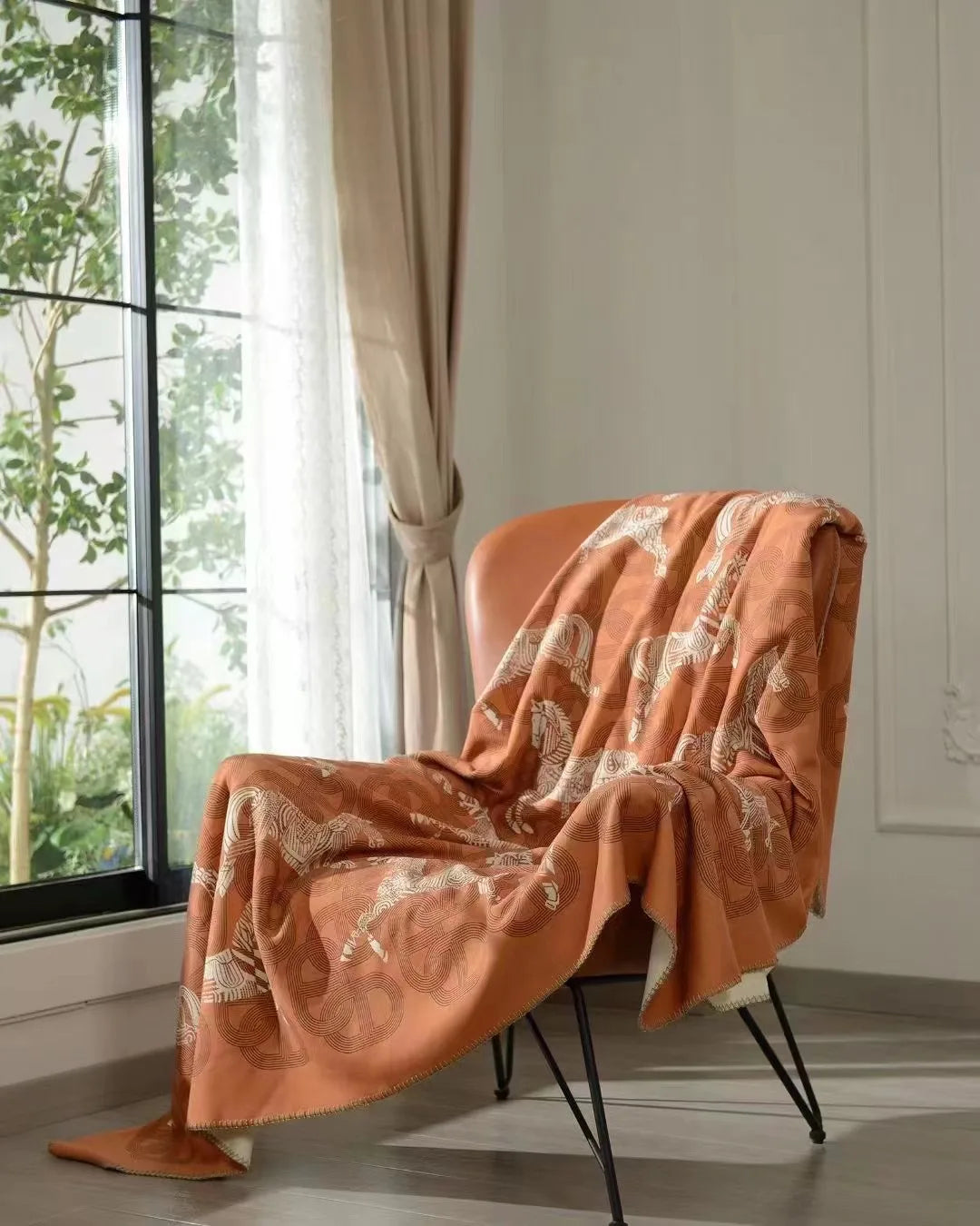 Croker Horse Palace Horse Pattern Throw Blanket Shawl - Soft Warm Bio Technology Cashmere Wool Velvet Living Room Office Car