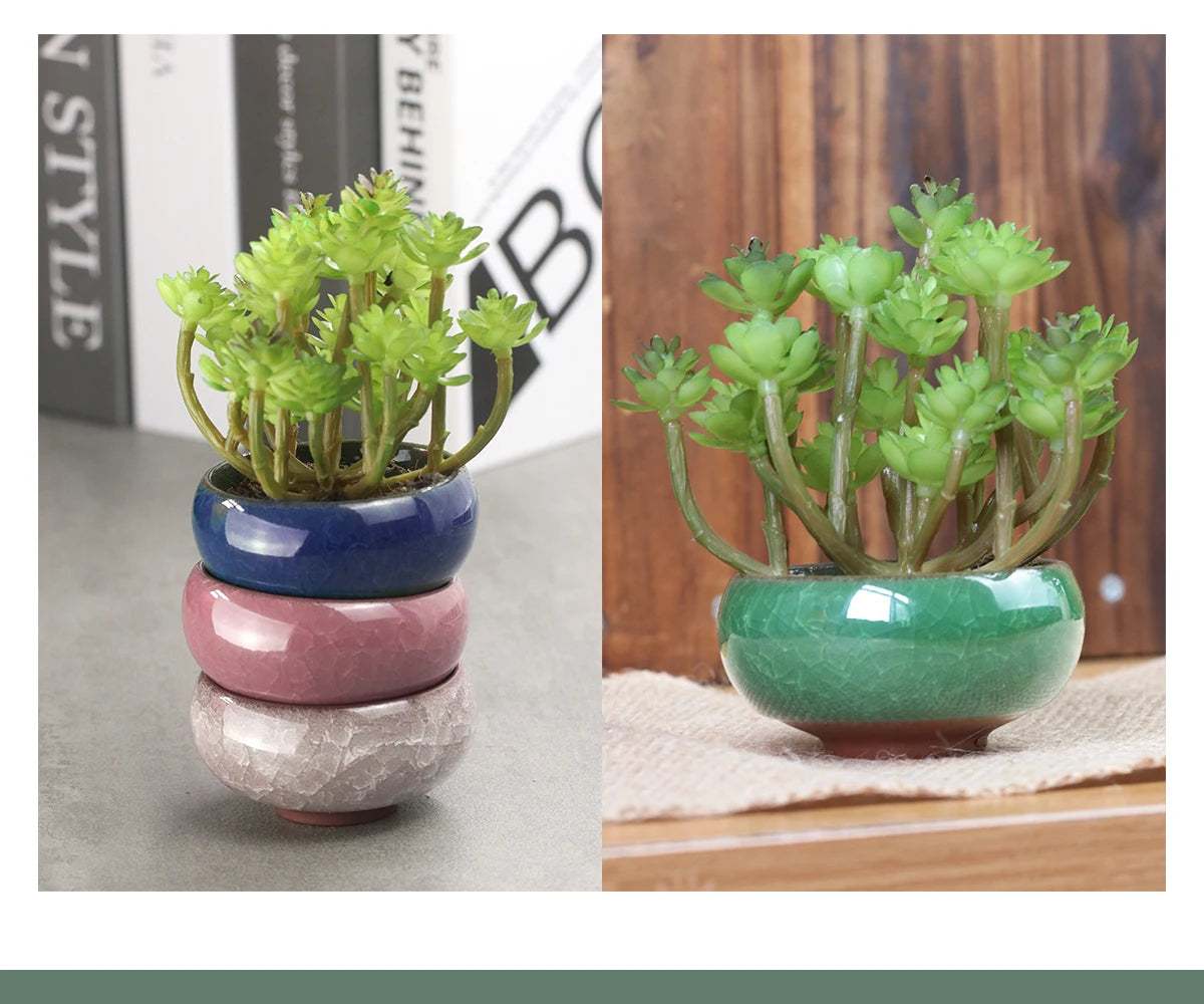 3x6cm Glazed Mini Ceramic Flowerpot for Garden Yard Living Room Indoor Balcony Succulent Flower Planting Pot Desktop Decoration