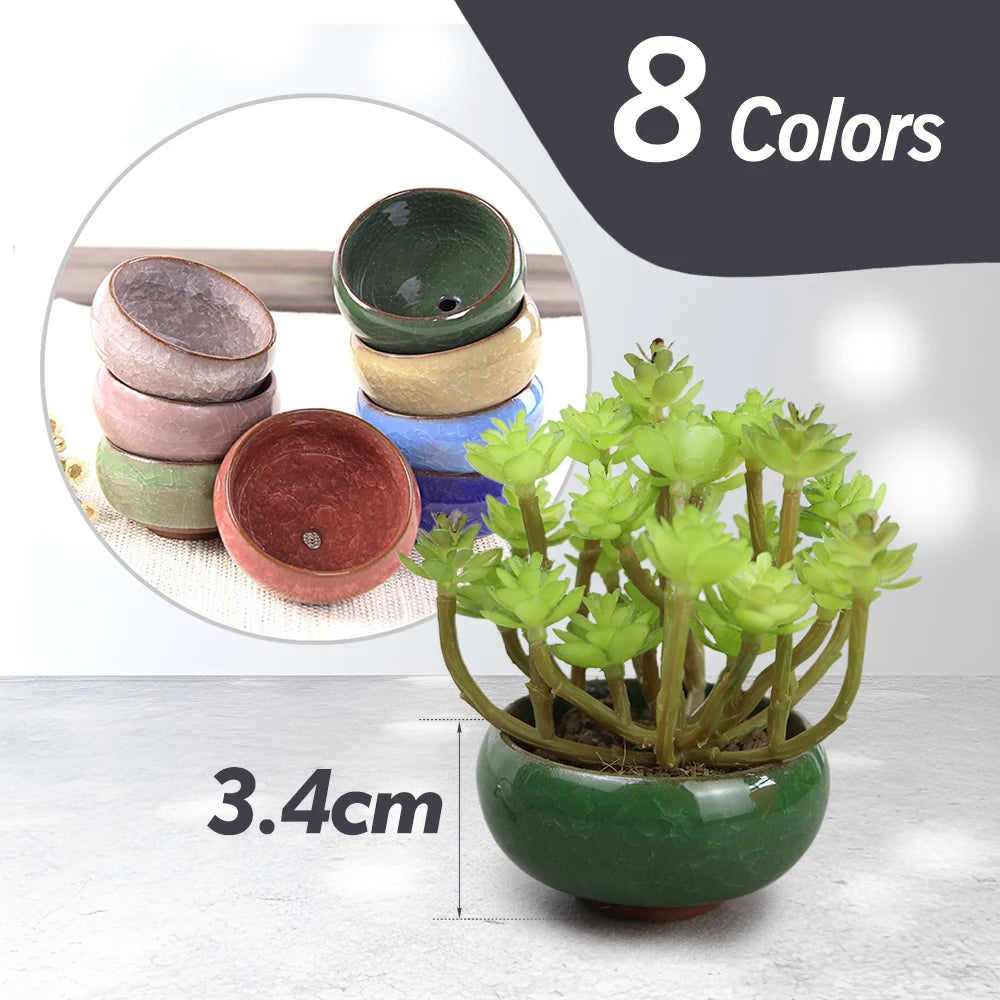 3x6cm Glazed Mini Ceramic Flowerpot for Garden Yard Living Room Indoor Balcony Succulent Flower Planting Pot Desktop Decoration