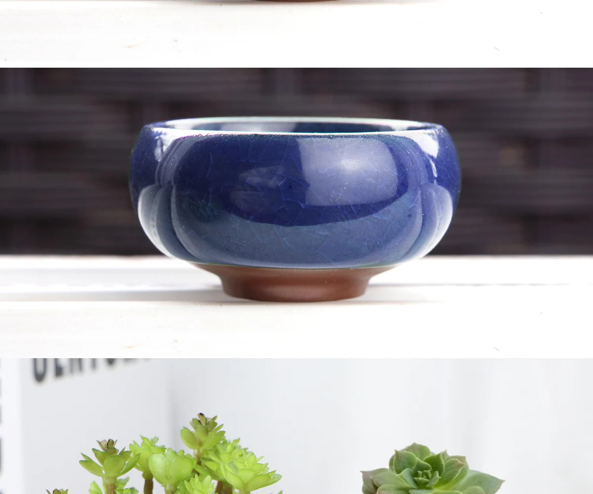 3x6cm Glazed Mini Ceramic Flowerpot for Garden Yard Living Room Indoor Balcony Succulent Flower Planting Pot Desktop Decoration