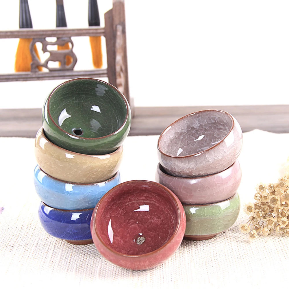 3x6cm Glazed Mini Ceramic Flowerpot for Garden Yard Living Room Indoor Balcony Succulent Flower Planting Pot Desktop Decoration