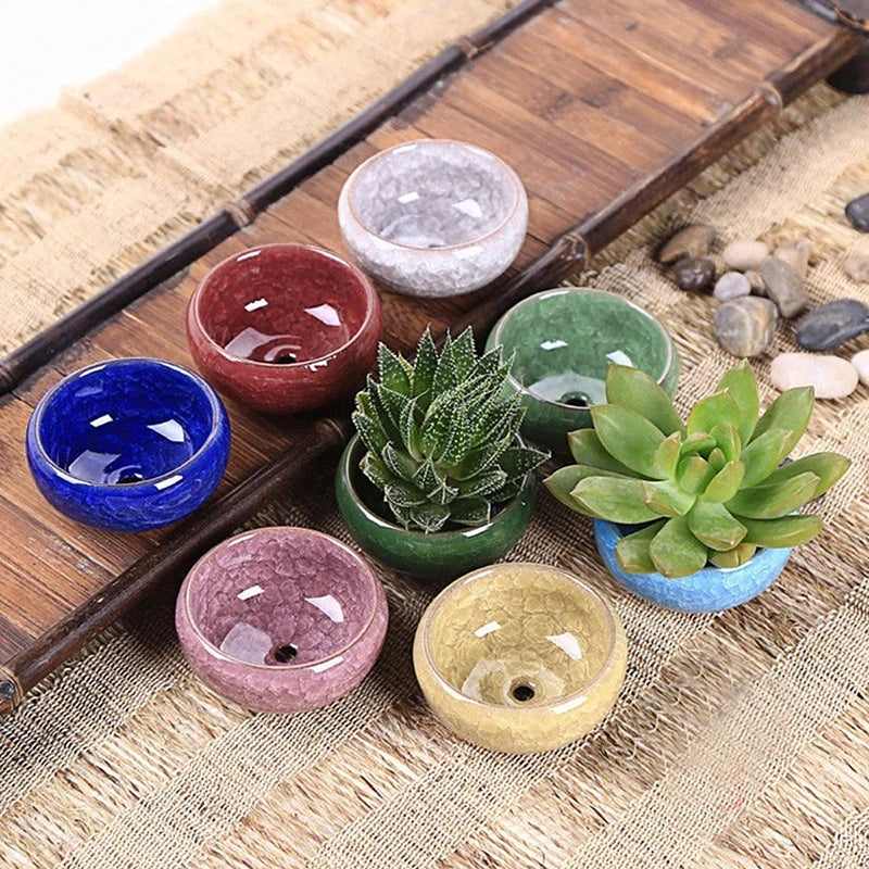 3x6cm Glazed Mini Ceramic Flowerpot for Garden Yard Living Room Indoor Balcony Succulent Flower Planting Pot Desktop Decoration