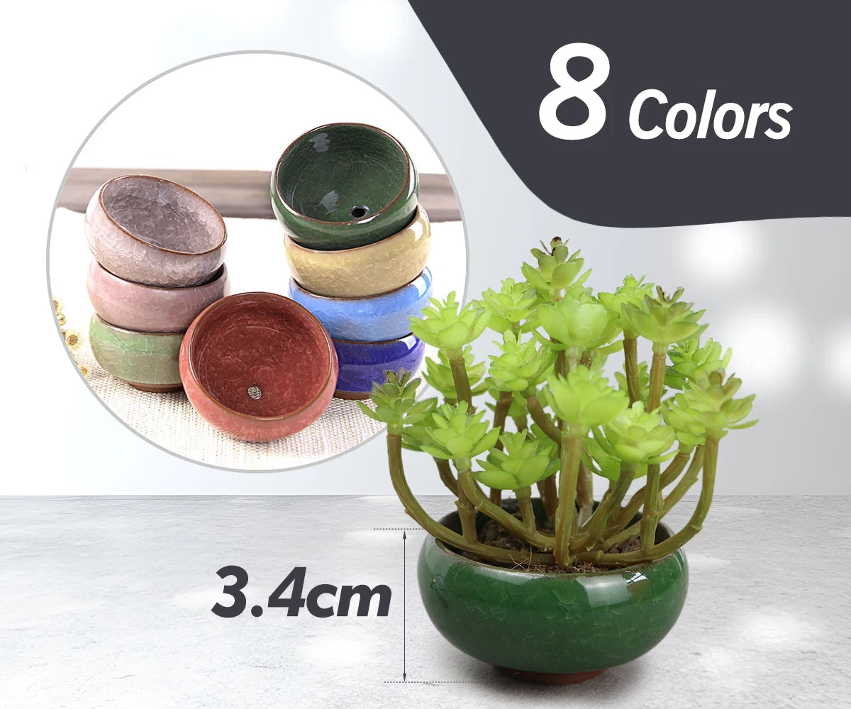 3x6cm Glazed Mini Ceramic Flowerpot for Garden Yard Living Room Indoor Balcony Succulent Flower Planting Pot Desktop Decoration